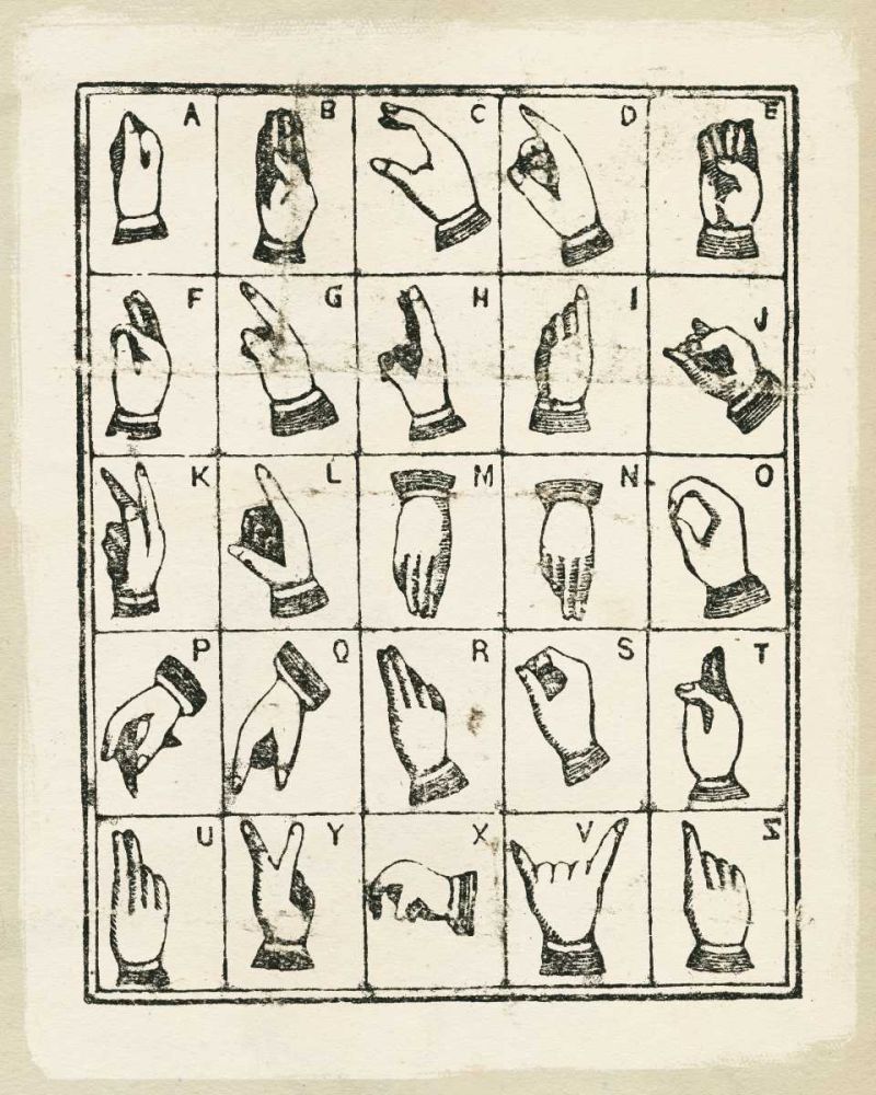 Vintage Sign Language Alphabet art print by Wild Apple Portfolio for $57.95 CAD