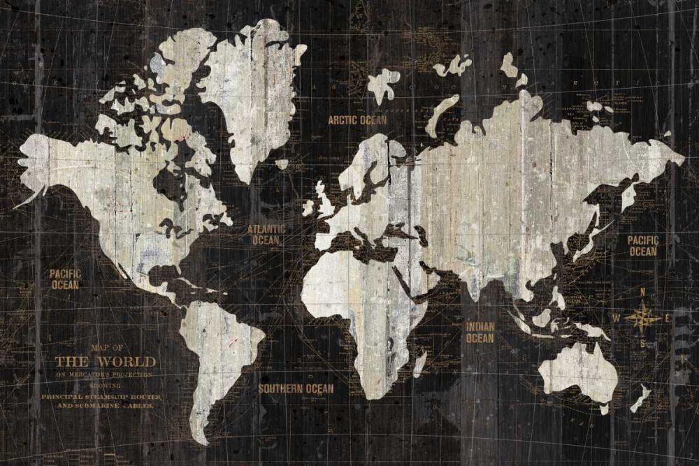 Old World Map Black art print by Wild Apple Portfolio for $57.95 CAD
