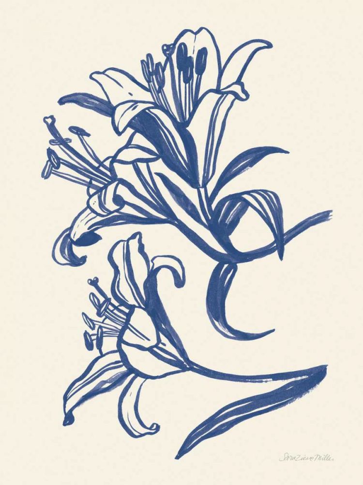 Ink Lilies II Blue art print by Sara Zieve Miller for $57.95 CAD