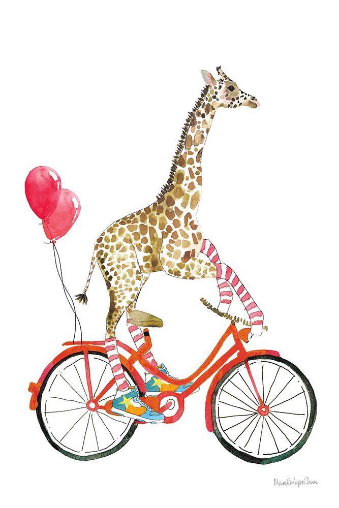 Giraffe Joy Ride I art print by Mercedes Lopez Charro for $57.95 CAD