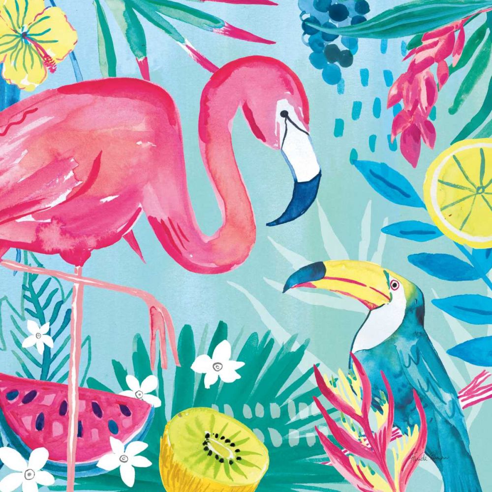 Fruity Flamingos II art print by Farida Zaman for $57.95 CAD