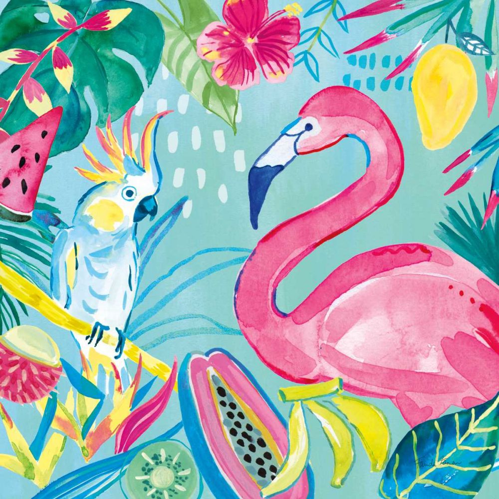 Fruity Flamingos III art print by Farida Zaman for $57.95 CAD