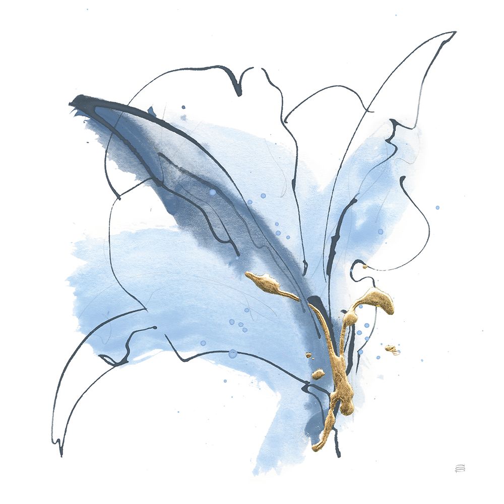 Blue and Gold Floral V art print by Chris Paschke for $57.95 CAD