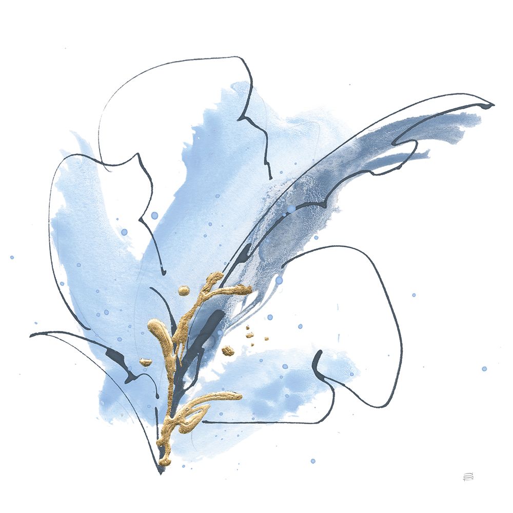 Blue and Gold Floral VIII art print by Chris Paschke for $57.95 CAD