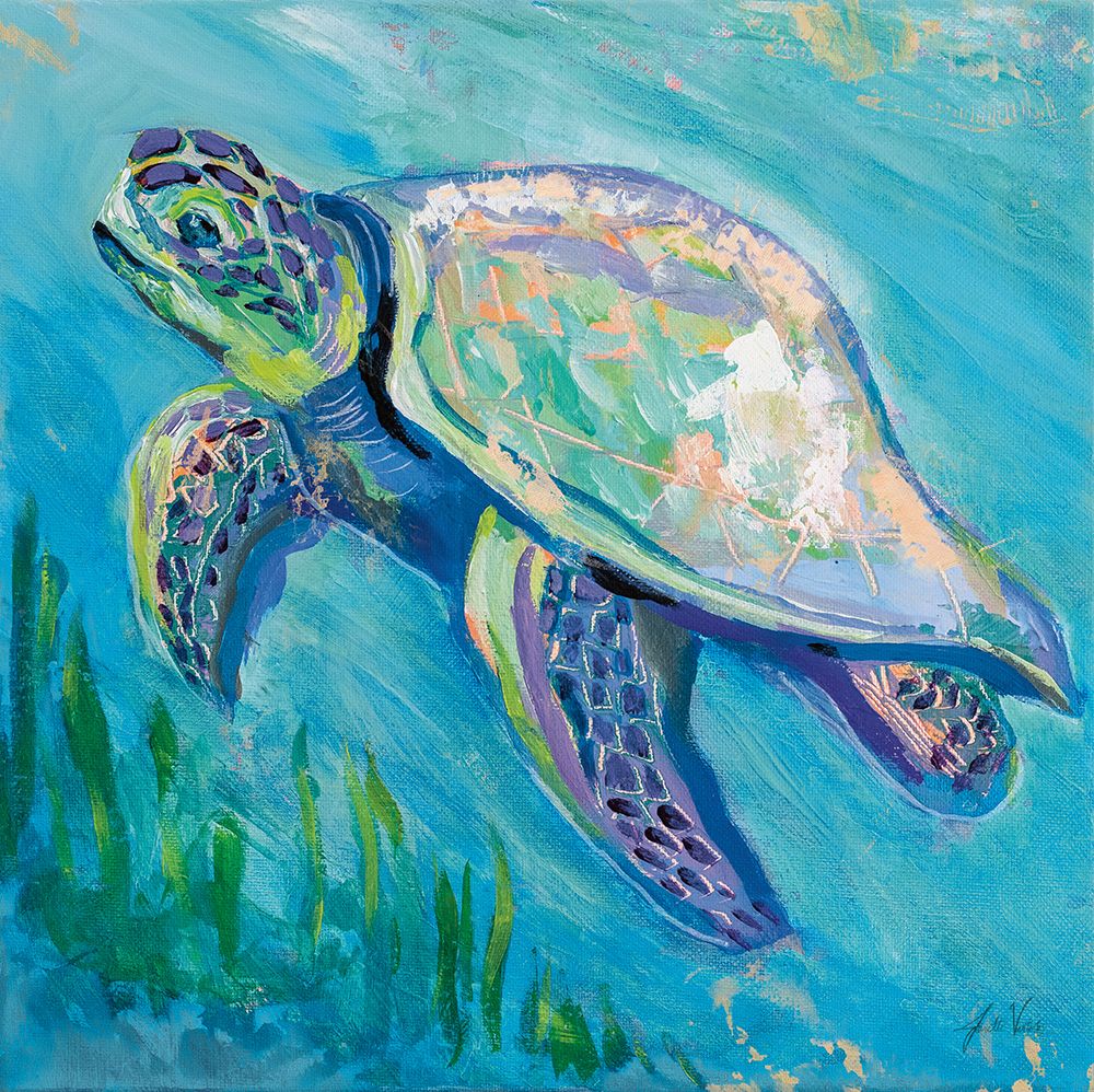Sea Turtle Swim Light Flipped art print by Jeanette Vertentes for $57.95 CAD