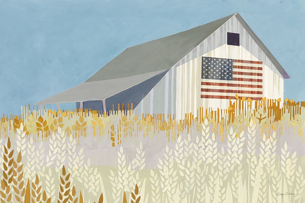 Wheat Fields Barn with Flag art print by Avery Tillmon for $57.95 CAD