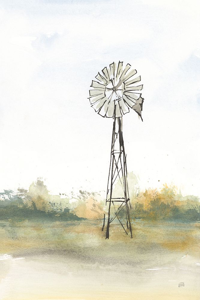 Windmill Landscape II art print by Chris Paschke for $57.95 CAD