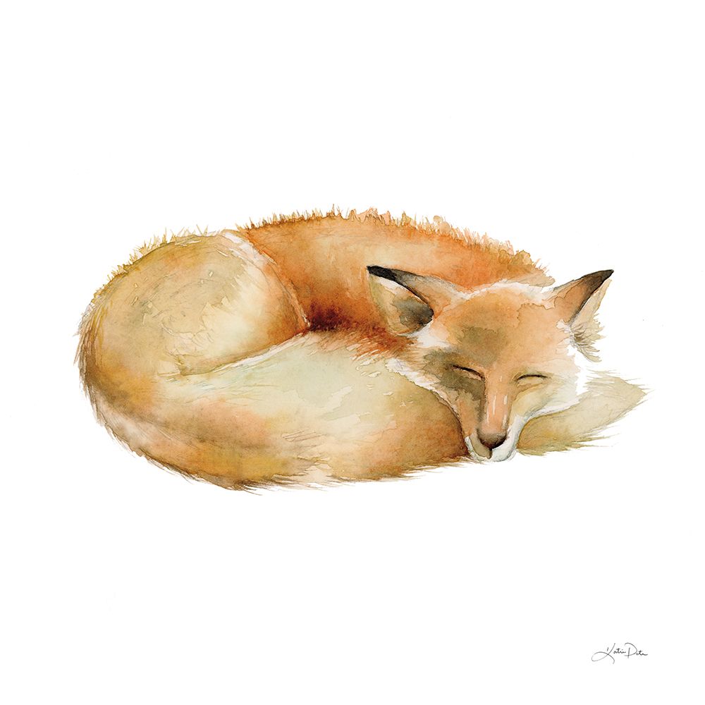 Sleeping Fox on White art print by Katrina Pete for $57.95 CAD