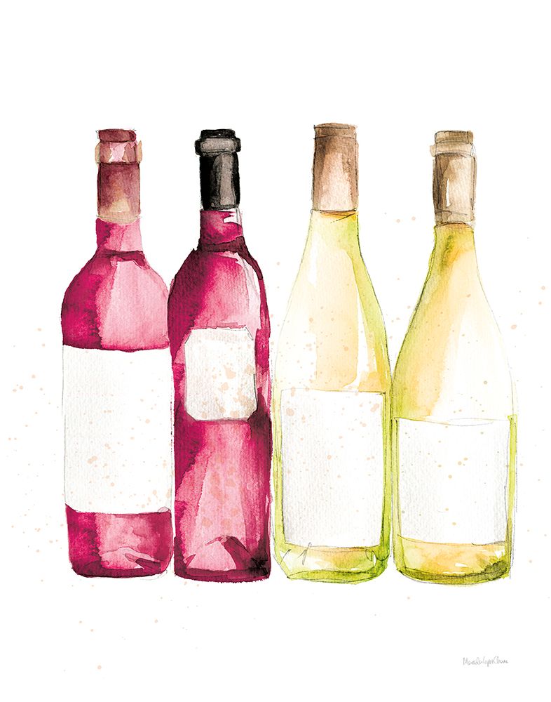 Pop the Cork III Red and White Wine art print by Mercedes Lopez Charro for $57.95 CAD