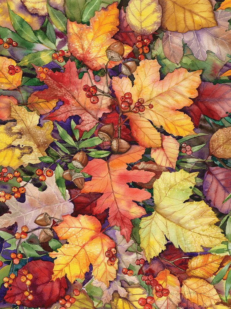 Leaves and Acorns art print by Kathleen Parr McKenna for $57.95 CAD