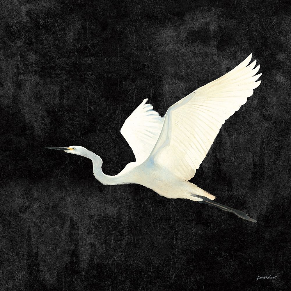 Egret Alighting II Flipped Black art print by Kathrine Lovell for $57.95 CAD