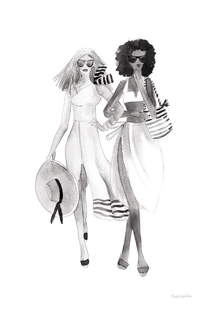 Paris Girlfriends IV BW art print by Mercedes Lopez Charro for $57.95 CAD