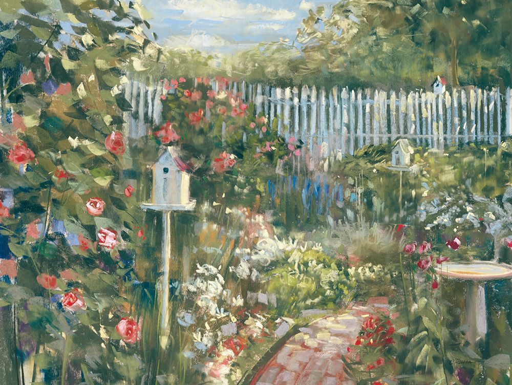 Birdhouse Garden art print by Carol Rowan for $57.95 CAD