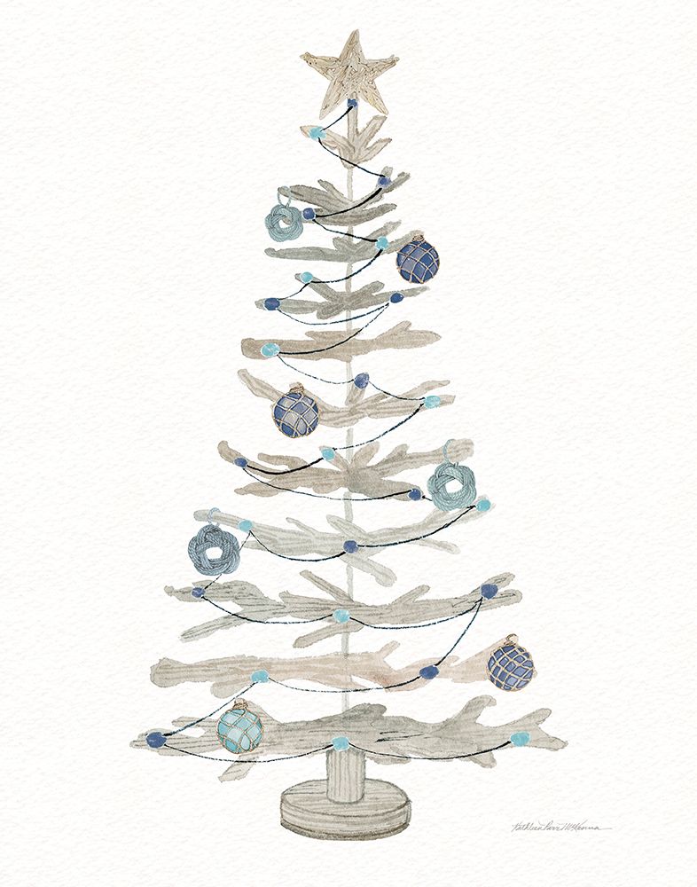 Decorative Coastal Holiday Tree II art print by Kathleen Parr McKenna for $57.95 CAD