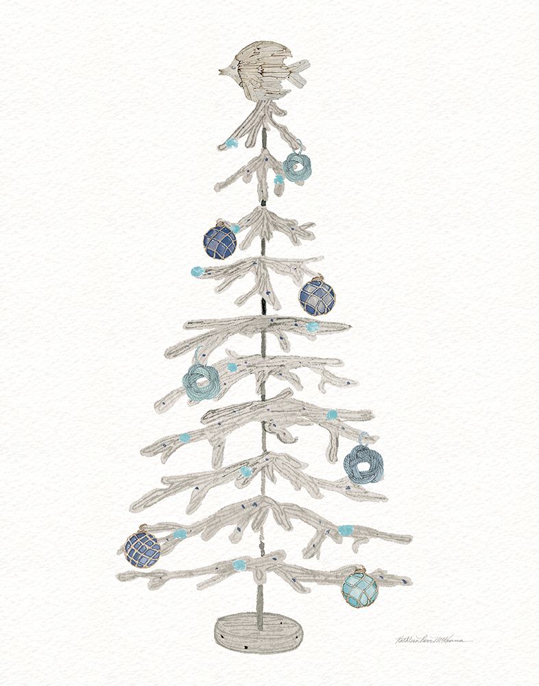 Decorative Coastal Holiday Tree IV art print by Kathleen Parr McKenna for $57.95 CAD