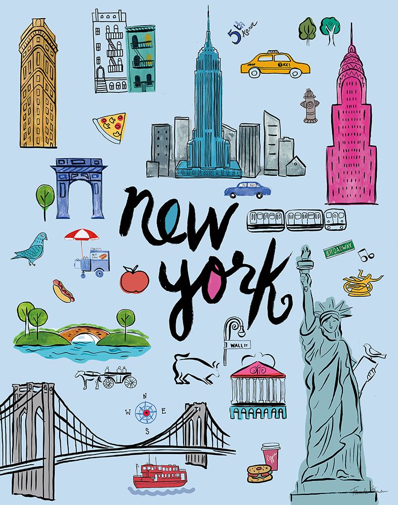 Travel NYC Blue art print by Farida Zaman for $57.95 CAD