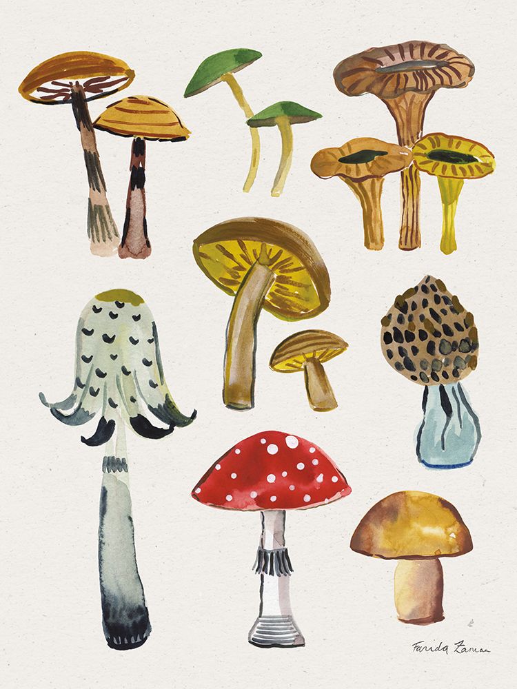 Forest Mushrooms II Crop art print by Farida Zaman for $57.95 CAD