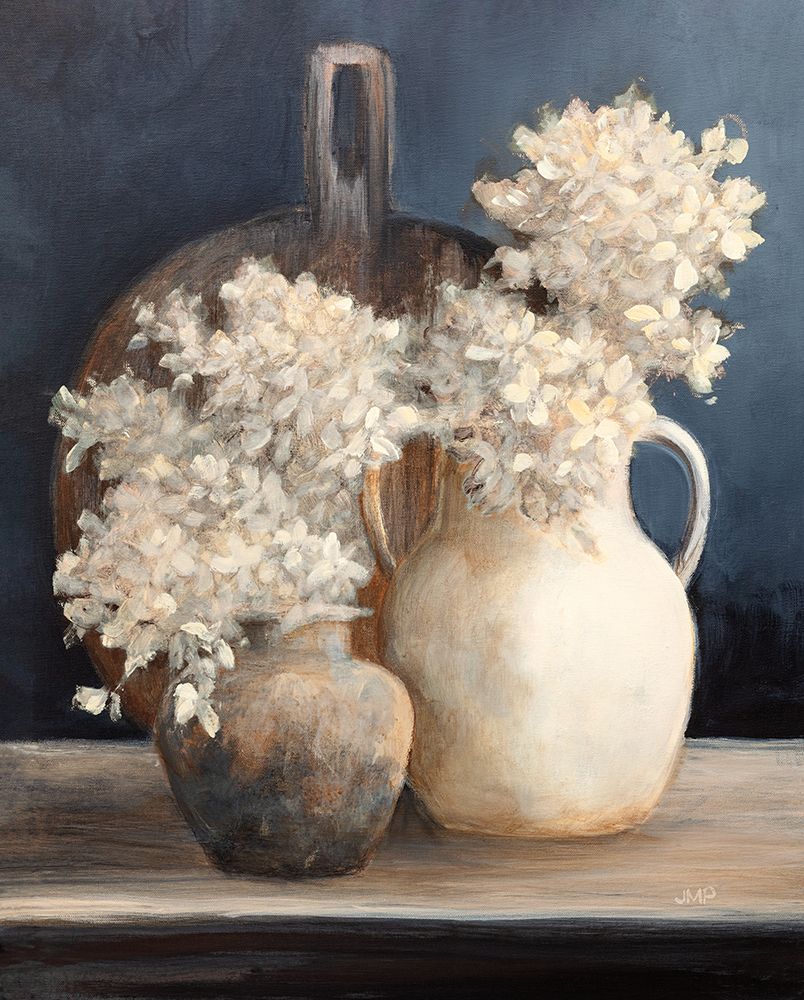 Golden Hydrangeas I White art print by Julia Purinton for $57.95 CAD