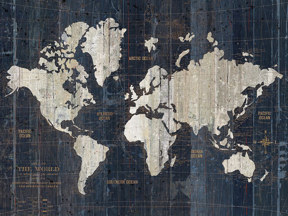 Old World Map Blue v2 Crop art print by Wild Apple Portfolio for $57.95 CAD