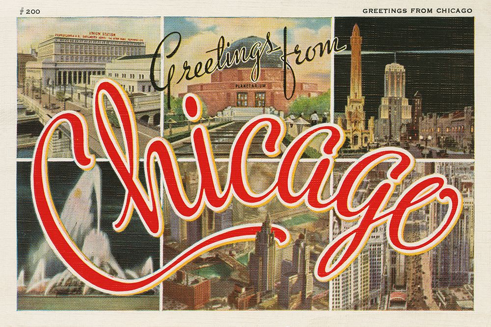 Chicago Postcard I v2 art print by Wild Apple Portfolio for $57.95 CAD