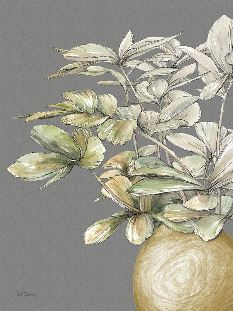 Potted Leaves II Dark art print by Leslie Trimbach for $57.95 CAD