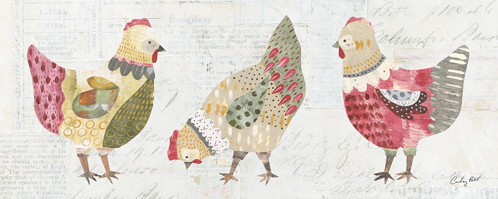 Patchwork Chickens I art print by Courtney Prahl for $57.95 CAD