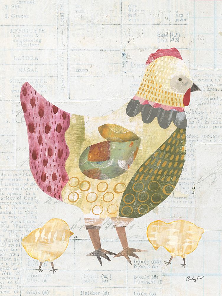 Patchwork Chickens III art print by Courtney Prahl for $57.95 CAD