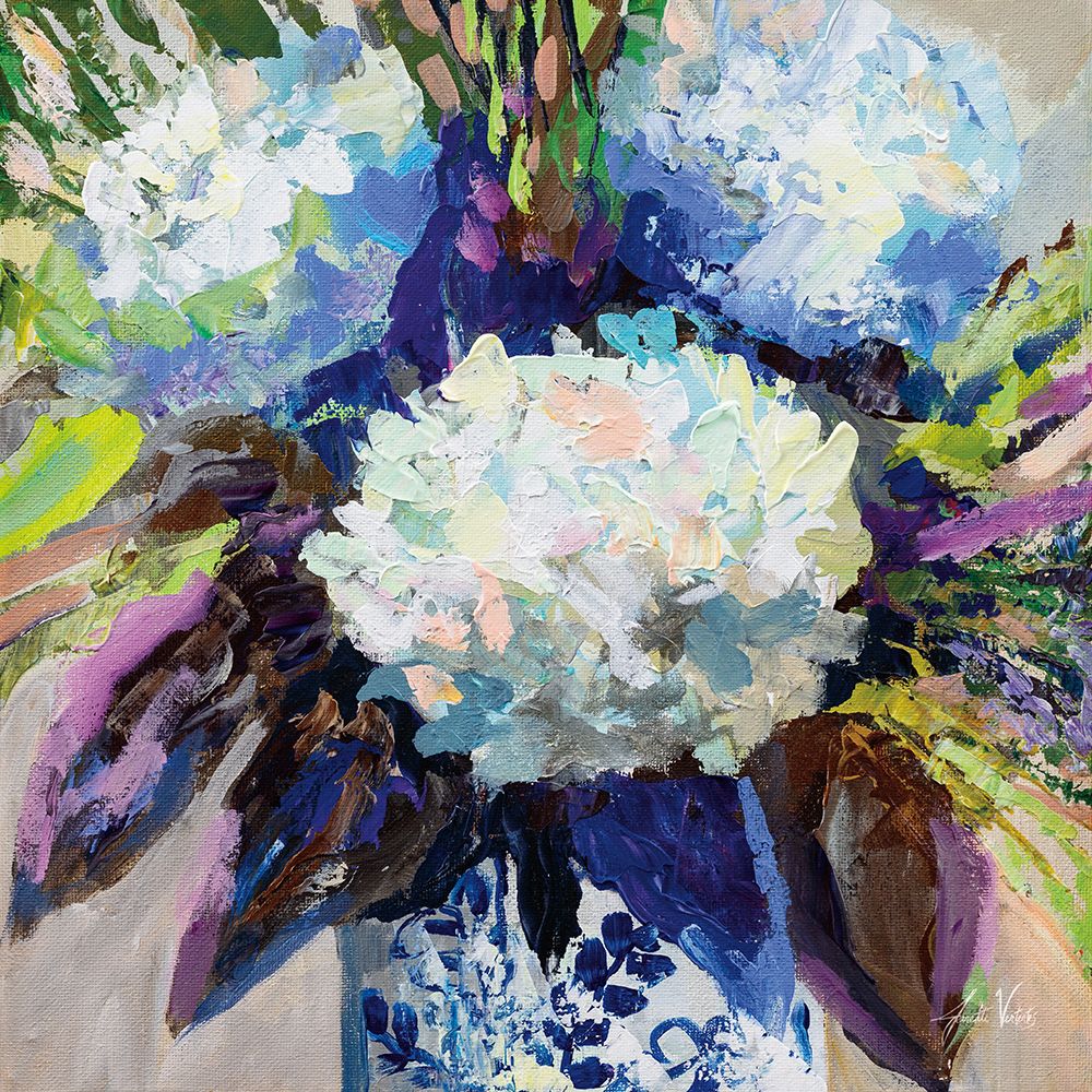 Hydrangea Chinoiserie II art print by Jeanette Vertentes for $57.95 CAD