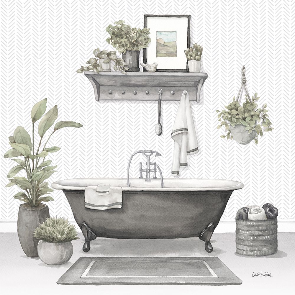 Serene Bath II Gray art print by Leslie Trimbach for $57.95 CAD