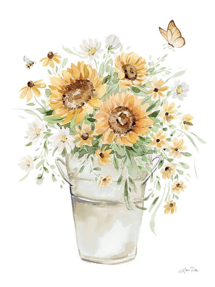 Sunflowers and Daisies I art print by Katrina Pete for $57.95 CAD