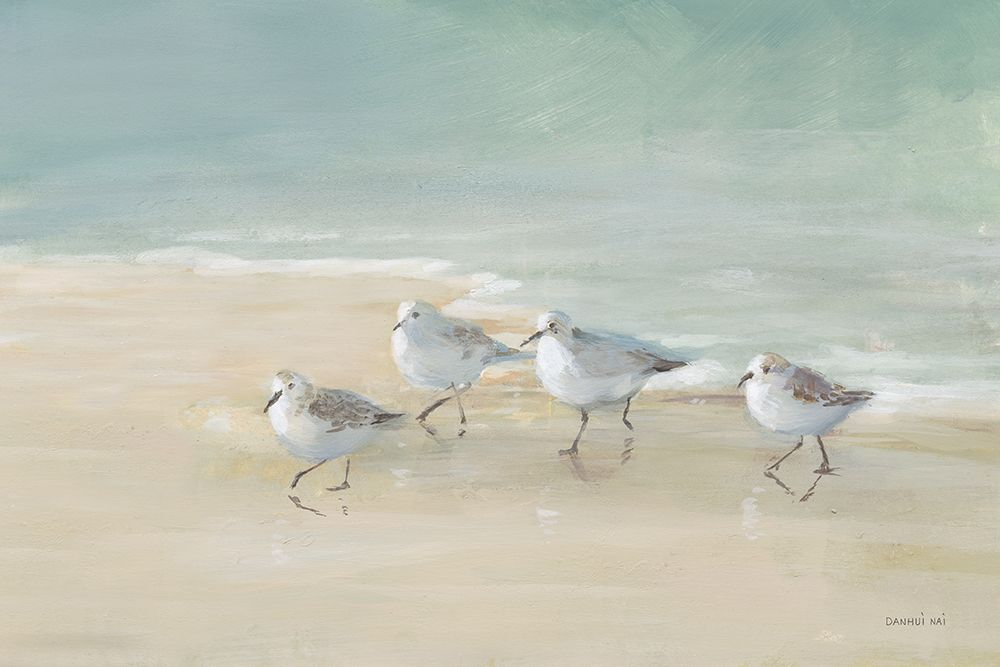 Tranquil Shorebirds on the Sand I art print by Danhui Nai for $57.95 CAD