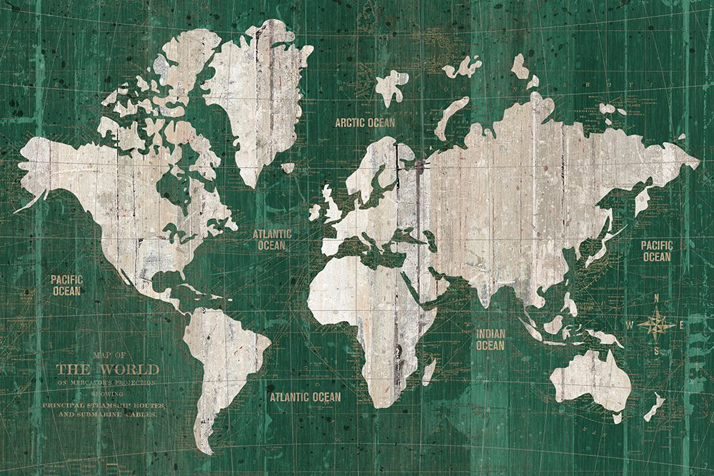 Old World Map Green Atlantic Ocean art print by Wild Apple Portfolio for $57.95 CAD