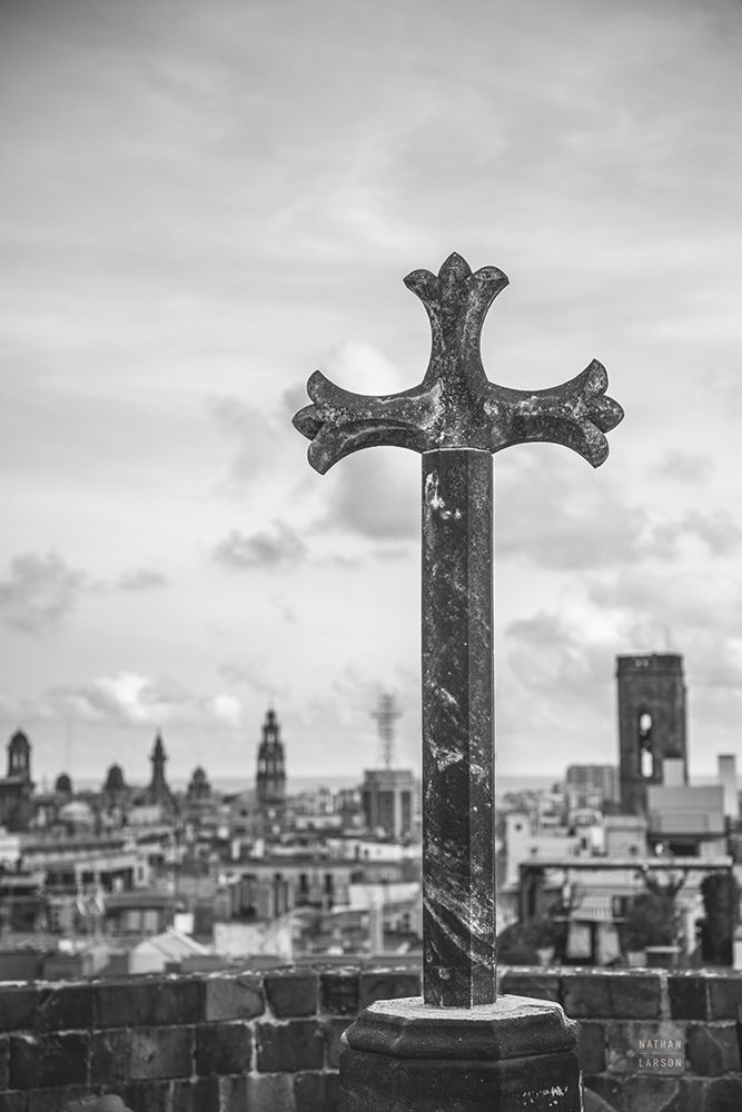 Cathedral View Barcelona BW art print by Nathan Larson for $57.95 CAD