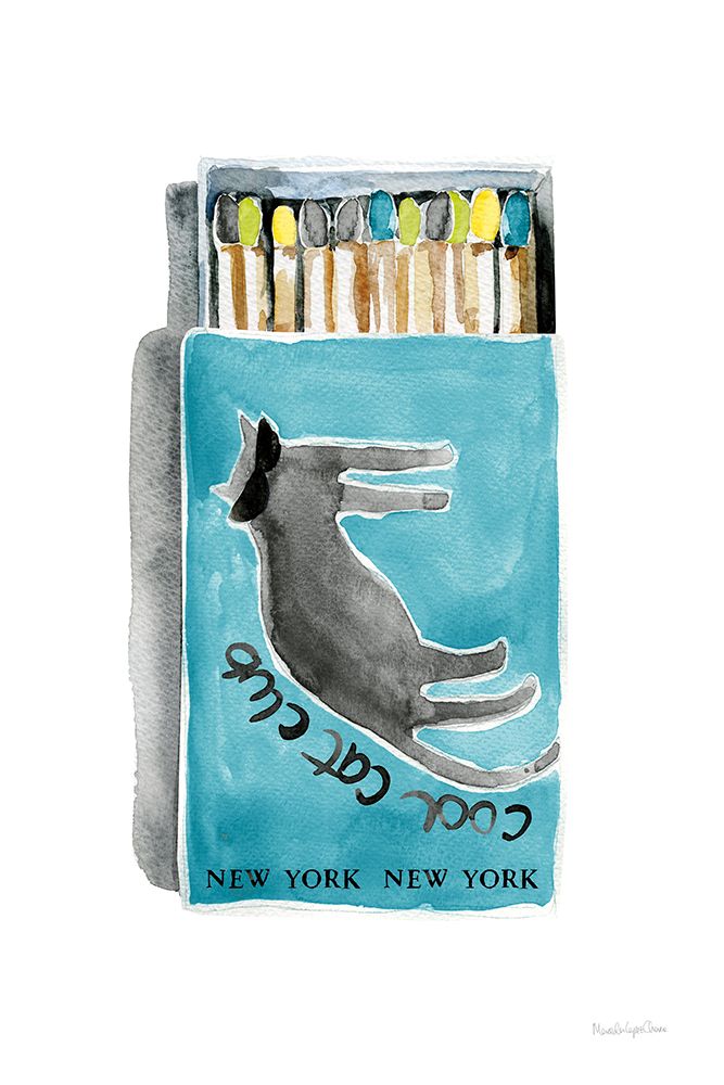 Cool Cat Club Matches II Teal art print by Mercedes Lopez Charro for $57.95 CAD