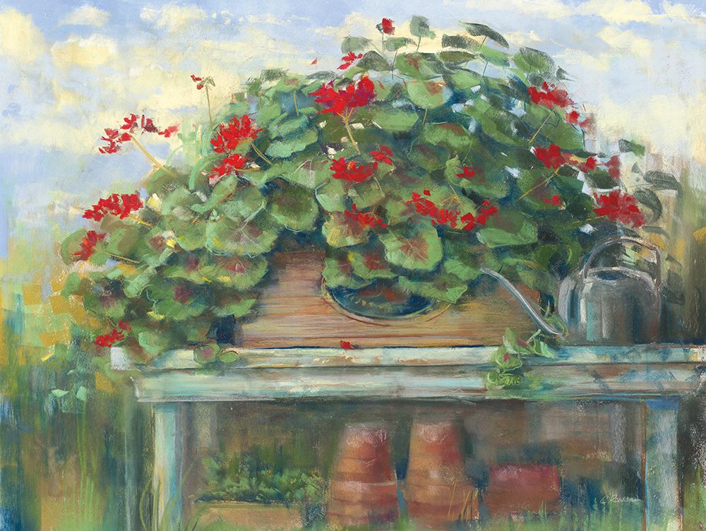 Geranium Bench art print by Carol Rowan for $57.95 CAD
