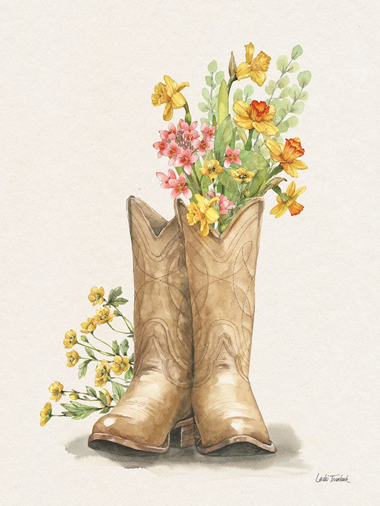 Wildflower Western I Cream art print by Leslie Trimbach for $57.95 CAD