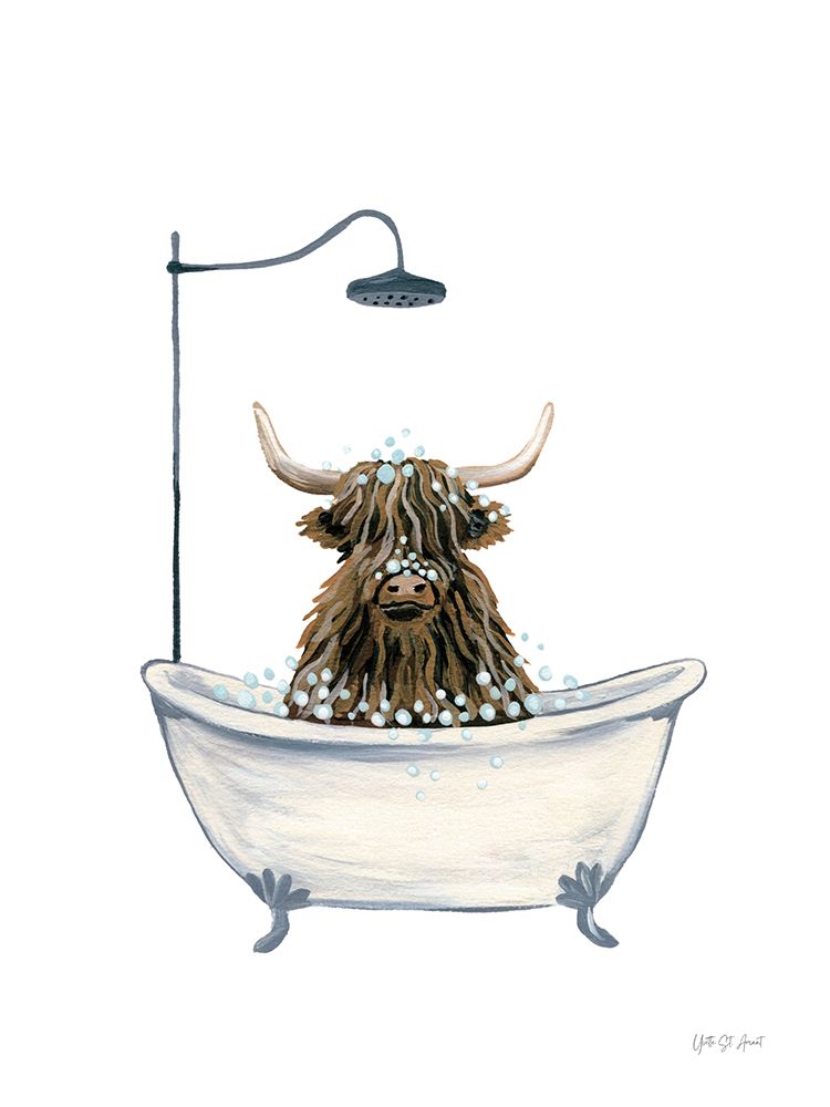 Highland Cow in Tub art print by Yvette St. Amant for $57.95 CAD