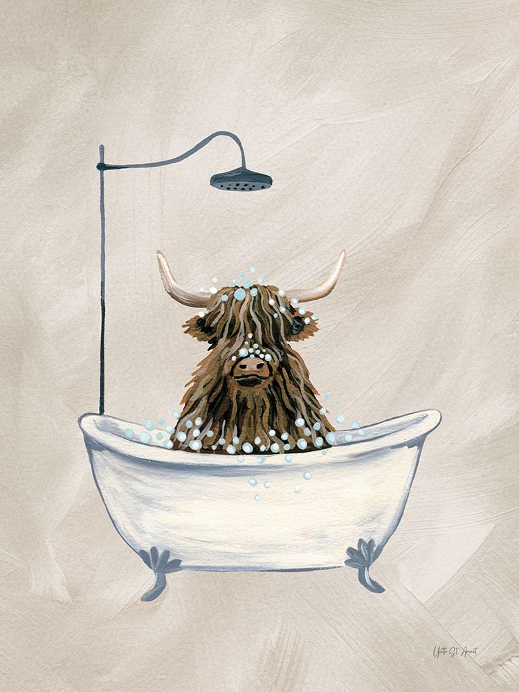 Highland Cow in Tub Texture art print by Yvette St. Amant for $57.95 CAD