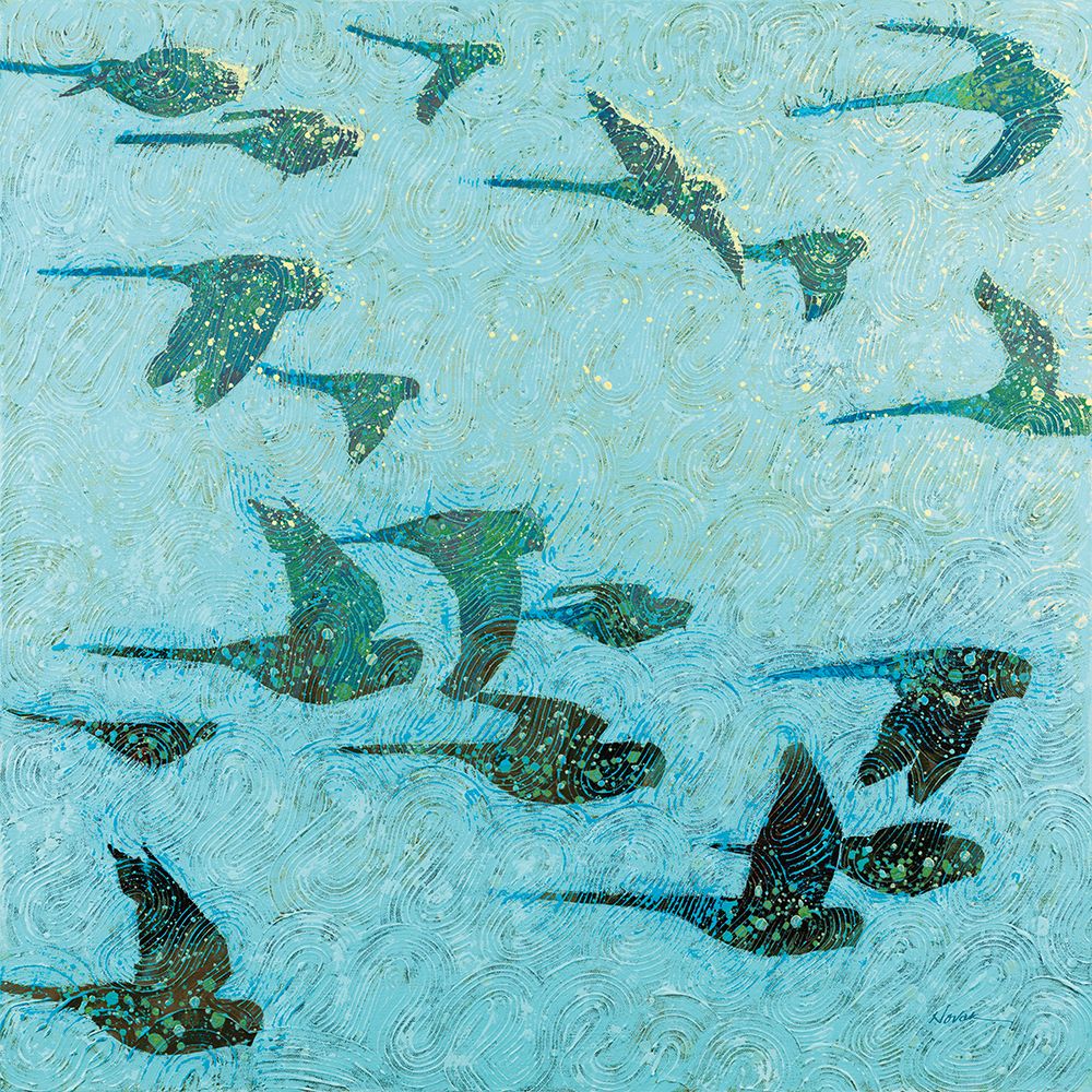 Gilded Flight Blue Green art print by Shirley Novak for $57.95 CAD
