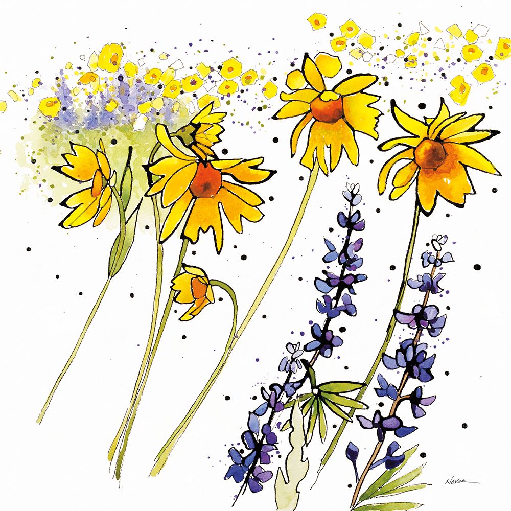 Wild Sunflowers and Lupine art print by Shirley Novak for $57.95 CAD