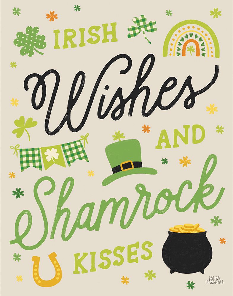 Shamrock Wishes II Beige art print by Laura Marshall for $57.95 CAD