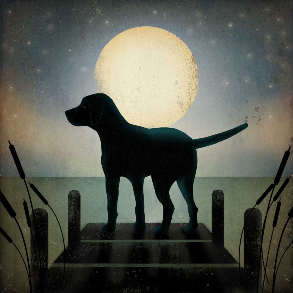 Moonrise Black Dog art print by Ryan Fowler for $57.95 CAD