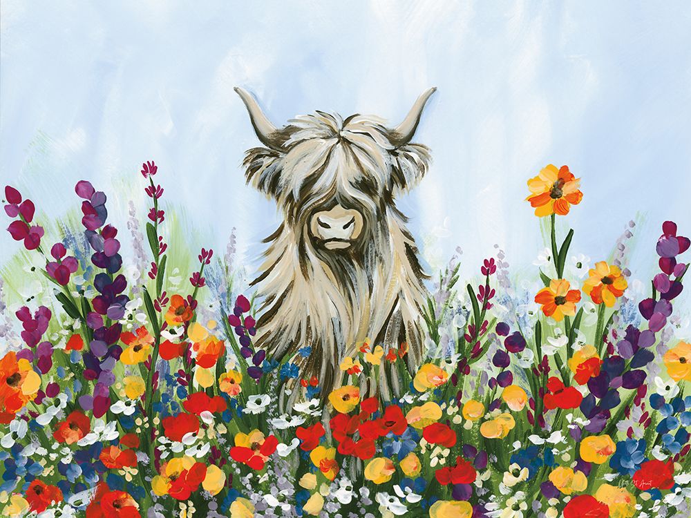 Longhorn in Spring Flowers art print by Yvette St. Amant for $57.95 CAD