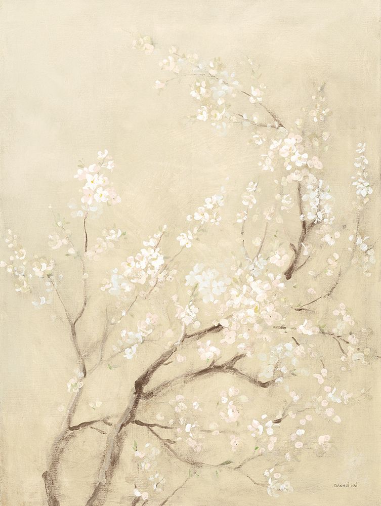 White Cherry Blossoms I Linen art print by Danhui Nai for $57.95 CAD