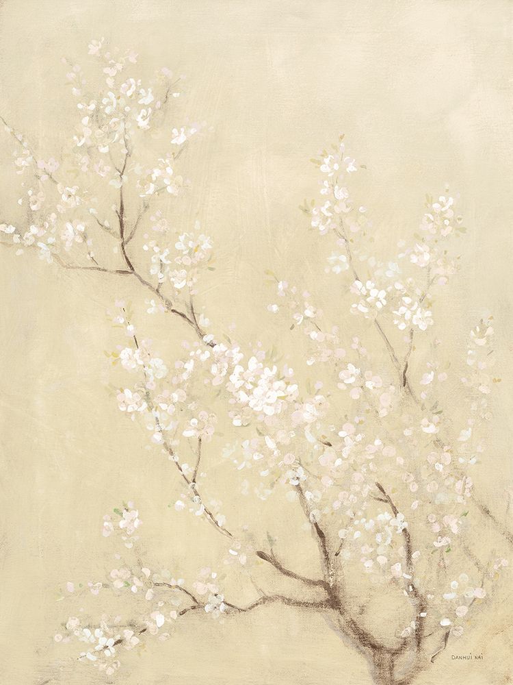 White Cherry Blossoms I Linen art print by Danhui Nai for $57.95 CAD