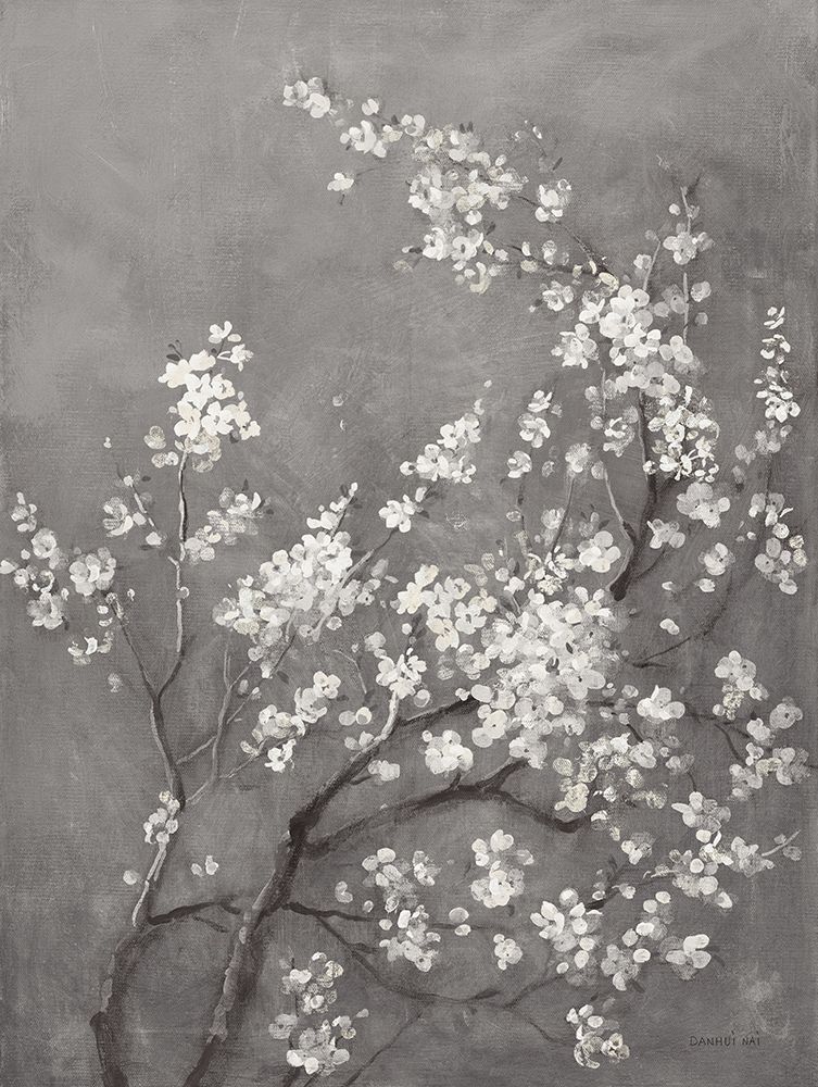 White Cherry Blossoms I on Grey art print by Danhui Nai for $57.95 CAD