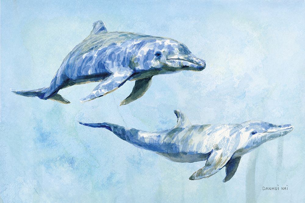 Graceful Dolphins I art print by Danhui Nai for $57.95 CAD