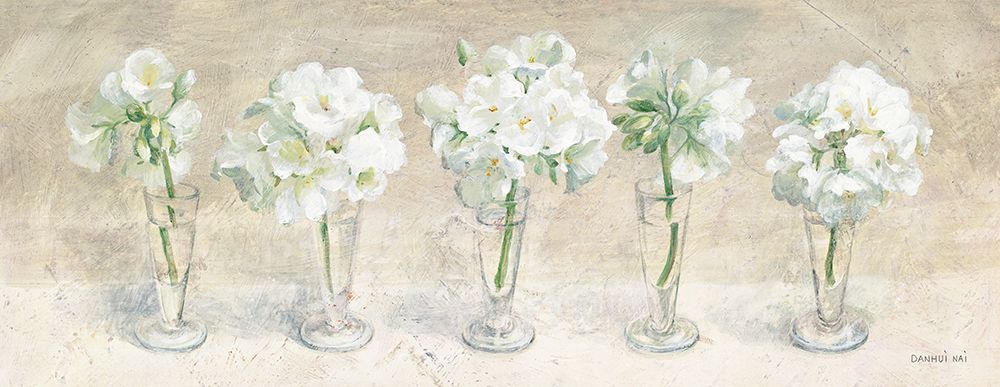 Row of Geraniums in Glasses Neutral art print by Danhui Nai for $57.95 CAD