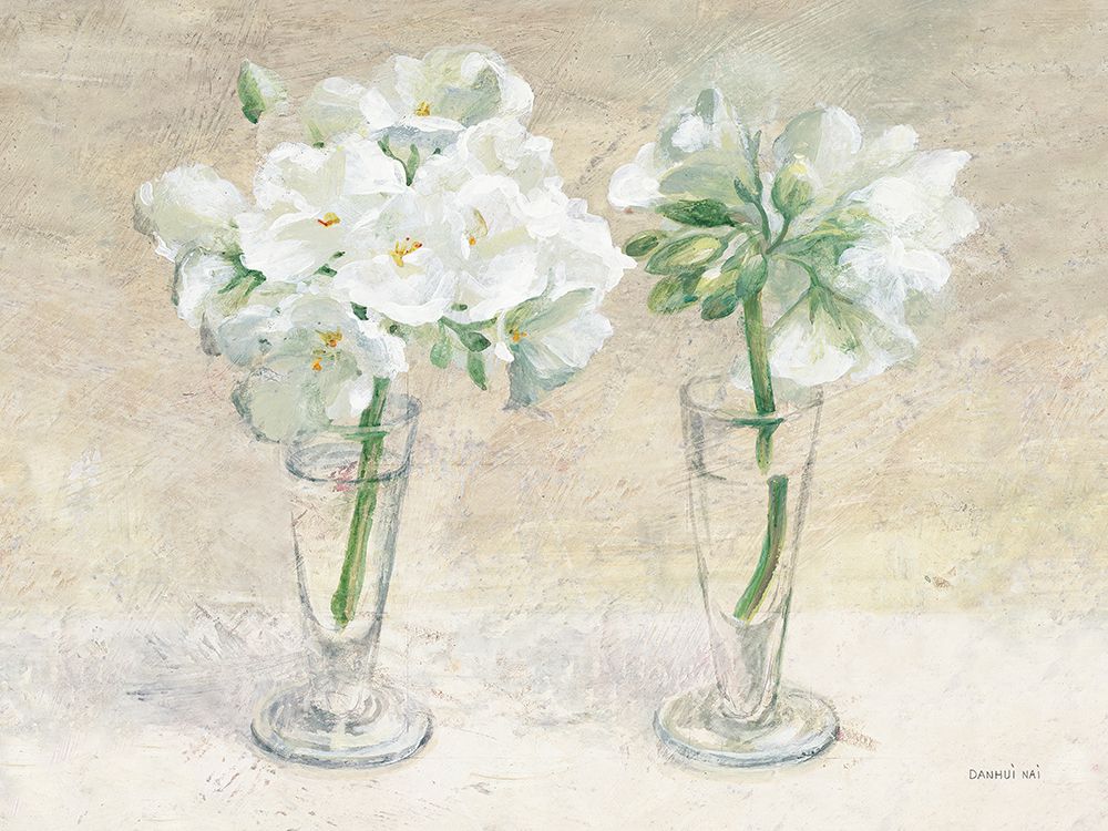 Geraniums in Glasses I Neutral art print by Danhui Nai for $57.95 CAD