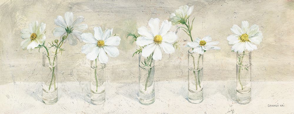 Row of Cosmos in Glasses Neutral art print by Danhui Nai for $57.95 CAD